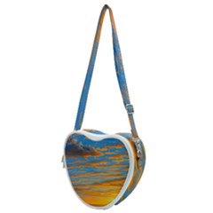 Orange Sunset On The Beach Heart Shoulder Bag by GardenOfOphir