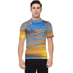 Orange Sunset On The Beach Men s Short Sleeve Rash Guard