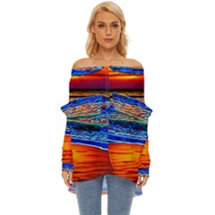 Island Dreams Off Shoulder Chiffon Pocket Shirt