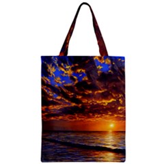 Orange Sunburst Zipper Classic Tote Bag