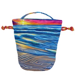 Waves Crashing On The Shore Drawstring Bucket Bag