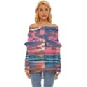 Sunset Over The Beach Off Shoulder Chiffon Pocket Shirt View1