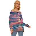 Sunset Over The Beach Off Shoulder Chiffon Pocket Shirt View3