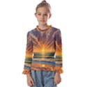Waves At Sunset Kids  Frill Detail Tee View1