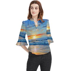 Reflecting On A Perfect Day Loose Horn Sleeve Chiffon Blouse