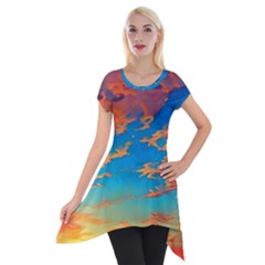 Waves Crashing On The Shore Short Sleeve Side Drop Tunic
