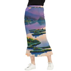 Astonishing Lake View Maxi Fishtail Chiffon Skirt