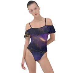 Colored Hues Sunset Frill Detail One Piece Swimsuit