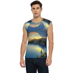 Crimson Sunset Men s Raglan Cap Sleeve Tee