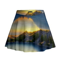 Crimson Sunset Mini Flare Skirt