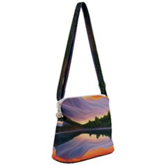 Flaming Sunset Zipper Messenger Bag by GardenOfOphir