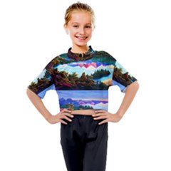 Solemn Soft Pastel Sunset Kids Mock Neck Tee
