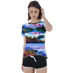 Solemn Soft Pastel Sunset Short Sleeve Open Back Tee