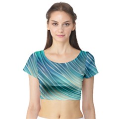 Pastel Ocean Waves Short Sleeve Crop Top