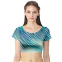 Pastel Ocean Waves Short Sleeve Crop Top View1