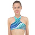 Pastel Beach Wave I High Neck Bikini Top View1