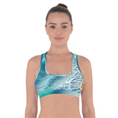 Pastel Beach Wave Cross Back Sports Bra