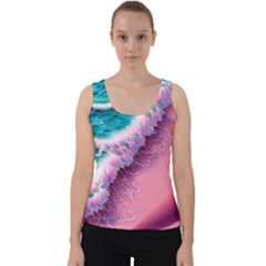 Summer Waves In Pink Ii Velvet Tank Top