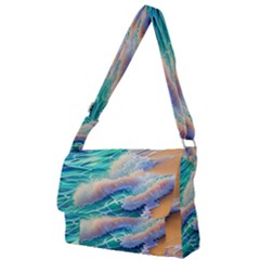 Waves At The Ocean s Edge Full Print Messenger Bag (l)