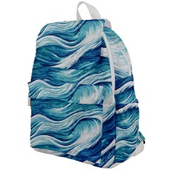 Abstract Blue Ocean Waves Top Flap Backpack by GardenOfOphir