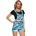 Abstract Blue Ocean Waves Short Overalls View3