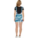 Abstract Blue Ocean Waves Short Overalls View4