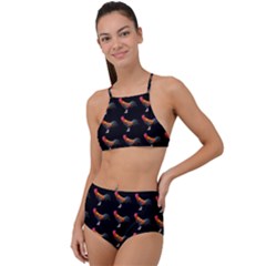 Background Pattern Chicken Fowl Cockerel Livestock High Waist Tankini Set