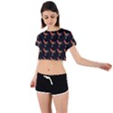 Background Pattern Chicken Fowl Cockerel Livestock Tie Back Short Sleeve Crop Tee View1