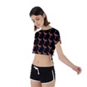Background Pattern Chicken Fowl Cockerel Livestock Tie Back Short Sleeve Crop Tee View2