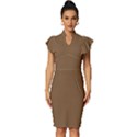 Coyote Brown	 - 	Vintage Frill Sleeve V-Neck Bodycon Dress View1