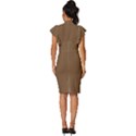 Coyote Brown	 - 	Vintage Frill Sleeve V-Neck Bodycon Dress View4
