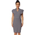 Fossil Grey	 - 	Vintage Frill Sleeve V-Neck Bodycon Dress View1