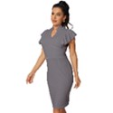 Fossil Grey	 - 	Vintage Frill Sleeve V-Neck Bodycon Dress View2