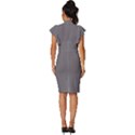 Fossil Grey	 - 	Vintage Frill Sleeve V-Neck Bodycon Dress View4