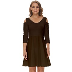 Chocolate  Brown	 - 	shoulder Cut Out Zip Up Dress