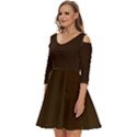 Chocolate  Brown	 - 	Shoulder Cut Out Zip Up Dress View2