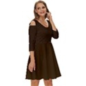 Chocolate  Brown	 - 	Shoulder Cut Out Zip Up Dress View3