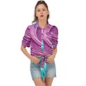 Pink Water Waves Tie Front Shirt  View1