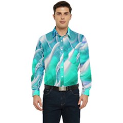 Pastel Simple Wave Men s Long Sleeve Pocket Shirt 