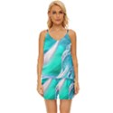 Pastel Simple Wave V-Neck Satin Pajamas Set View1