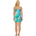 Pastel Simple Wave V-Neck Satin Pajamas Set View4