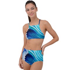 Blue Water Reflections High Waist Tankini Set