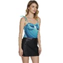 Simple Summer Wave Pattern Flowy Camisole Tie Up Top View3