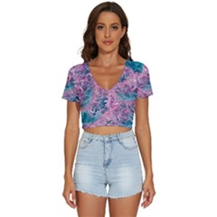 Ocean Waves In Pink Ii V-neck Crop Top