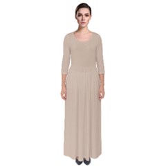 Frosted Almond Brown	 - 	quarter Sleeve Maxi Dress