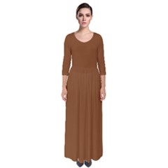 Russet Brown	 - 	quarter Sleeve Maxi Dress