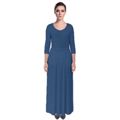 Aegean Blue	 - 	quarter Sleeve Maxi Dress