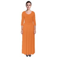 Popsicle Orange	 - 	quarter Sleeve Maxi Dress