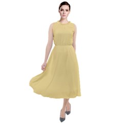 Egg Nog Yellow	 - 	round Neck Boho Dress