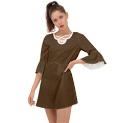 Cafe Noir Brown	 - 	criss Cross Mini Dress by ColorfulDresses